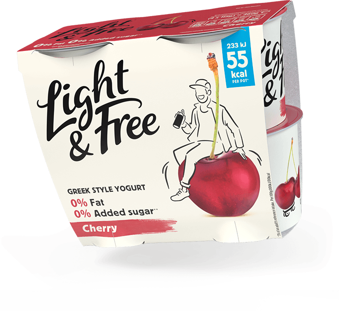 Light & Free - Greek Style Yogurt - Cherry Flavour packshot