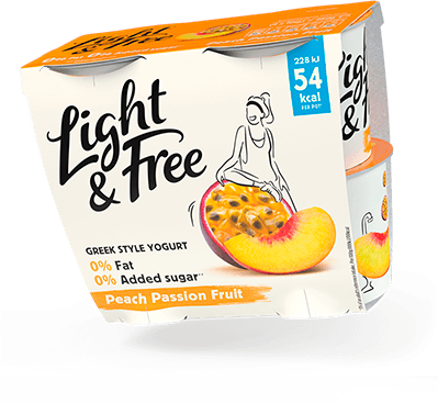 Light & Free - Greek Style Yogurt - Peach Passion Fruit Flavour packshot