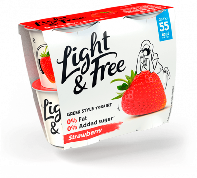 Light & Free - Greek Style Yogurt - Strawberry Flavour packshot
